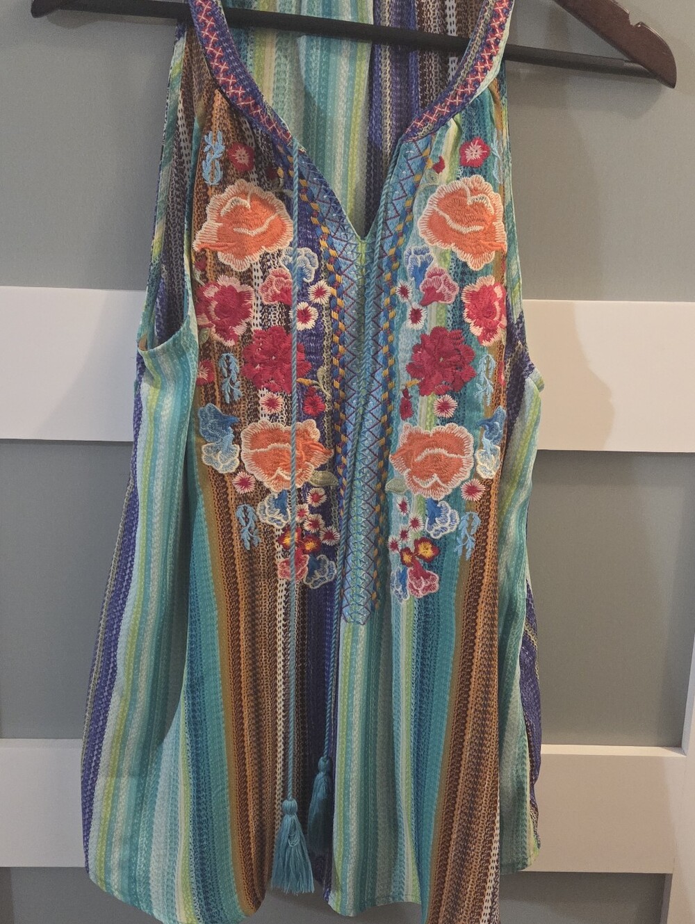 Impressions Of Ca Johnny Was Sleeveless Tank Top  Tassel Tie L